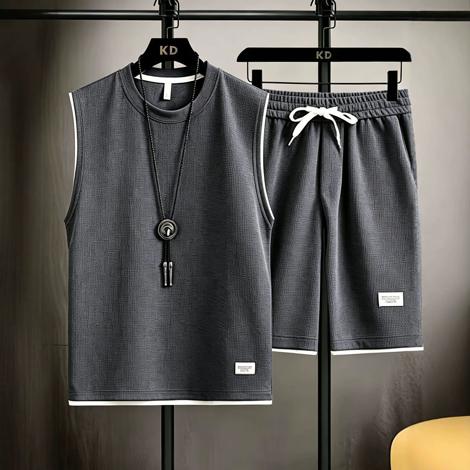 Mens Fashion Casual - Sommer Herren Westen-Set, hochwertiges Fitness-Jogging-Sportbekleidungsset, schnelltrocknendes,