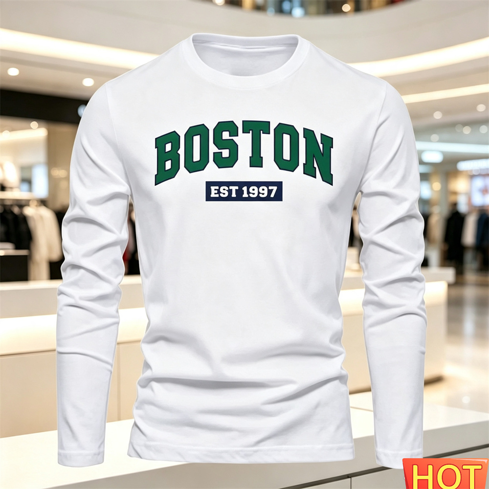 Mens Fashion Style - Herbst Sommer Herren Langarm-T-Shirt mit Buchstabenmuster
