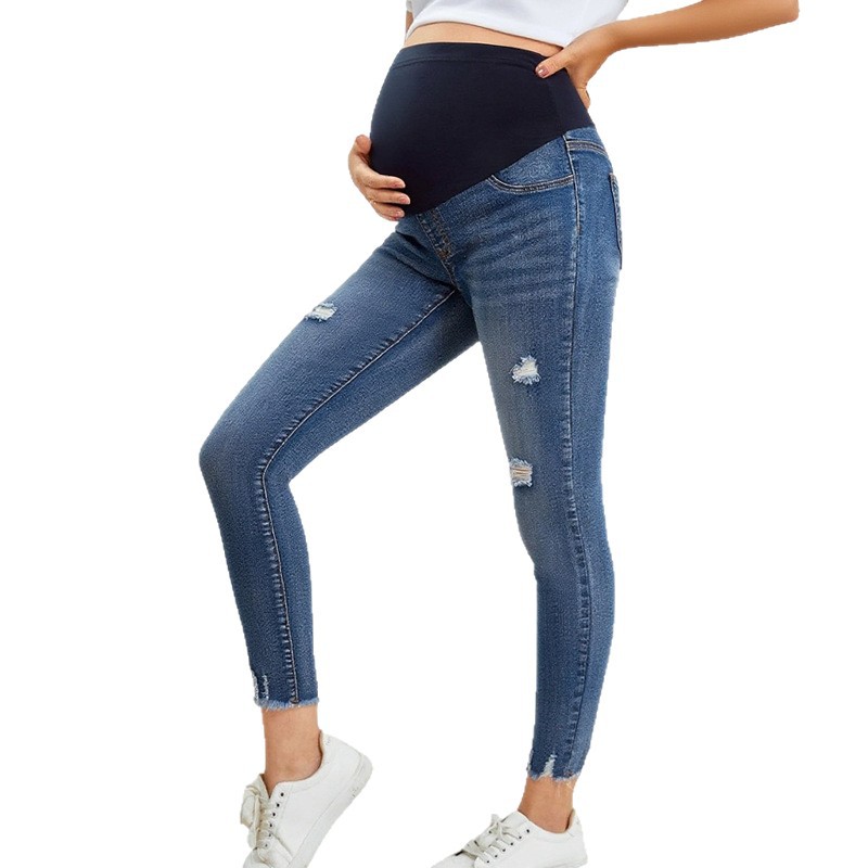 Skinny Jeans Ripped - Schwangerschafts-Jeans: Lässige, Enge Denim-Hosen, Modische Zerrissene