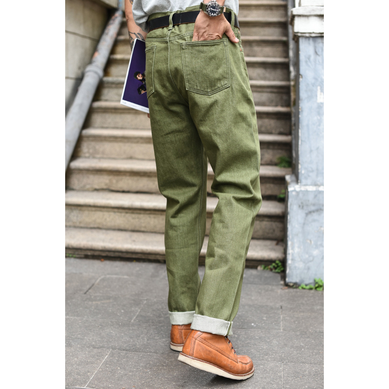 Skinny Jeans Ripped - Saucezhan Herren Jeans Vulkanisiert Olivgrün 107