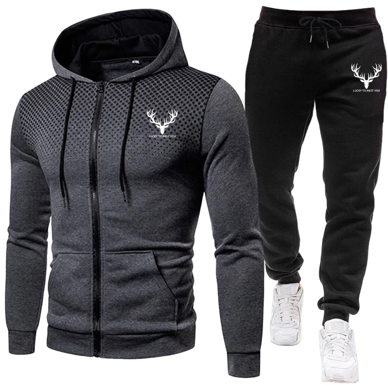 Mens Fashion Style - 2026 Neuerscheinung Herren-Set Reißverschluss-Hoodies und Schwarze