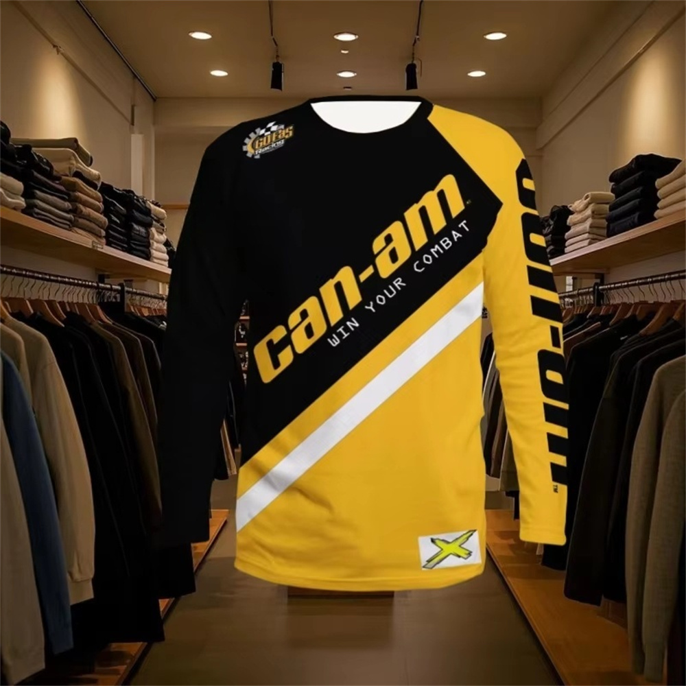 Mens Fashion Style - Motorrad-Renn-Langarm-T-Shirt mit Rundhalsausschnitt für Männer und