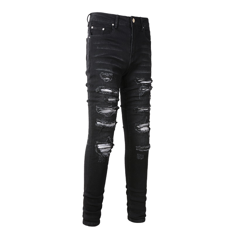 Schwarze Distressed-Bandana-Je – Skinny Jeans Ripped Bewertung und Preis