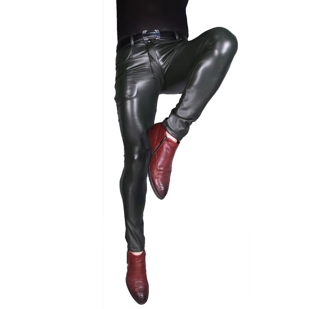 Herren-Punk-PU-Kunstlederhose, – Skinny Jeans Ripped Bewertung und Preis