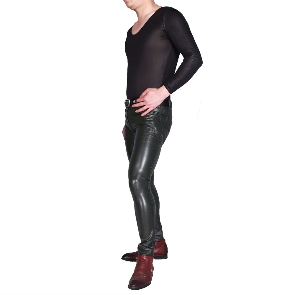 Herren-Punk-PU-Kunstlederhose, – Skinny Jeans Ripped Bewertung und Preis
