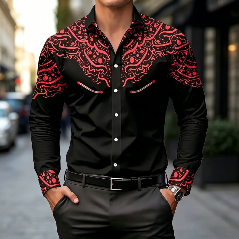 Schwarz-Weiß Kontrast-Print He – Mens Fashion Casual Bewertung und Preis