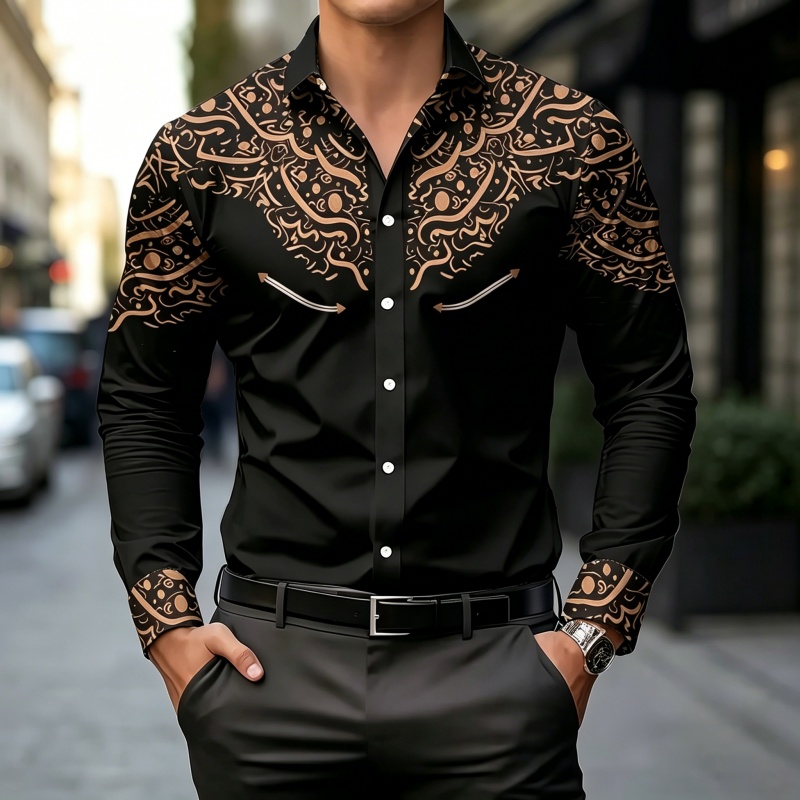 Schwarz-Weiß Kontrast-Print He – Mens Fashion Casual Bewertung und Preis