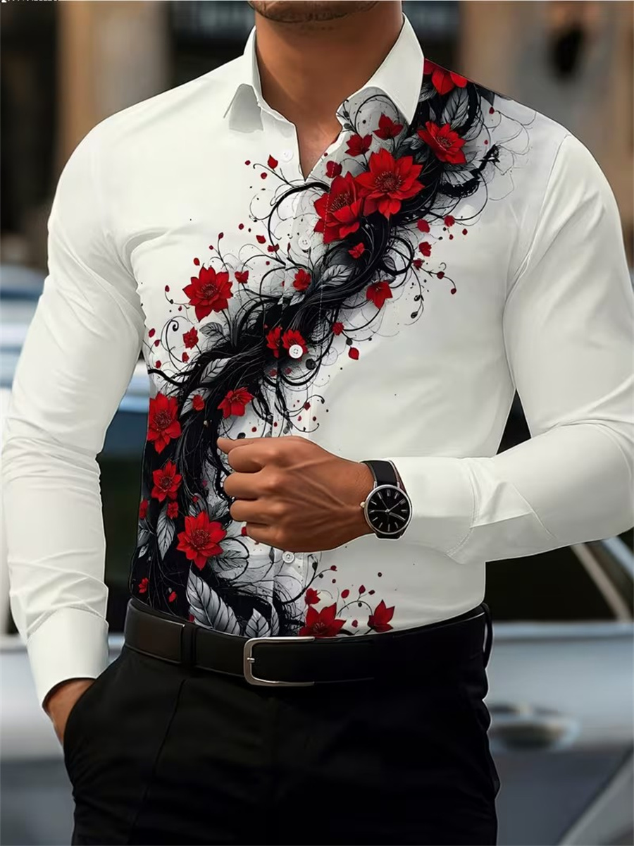 Herren Langarmhemd mit rotem R – Mens Fashion Style Bewertung und Preis