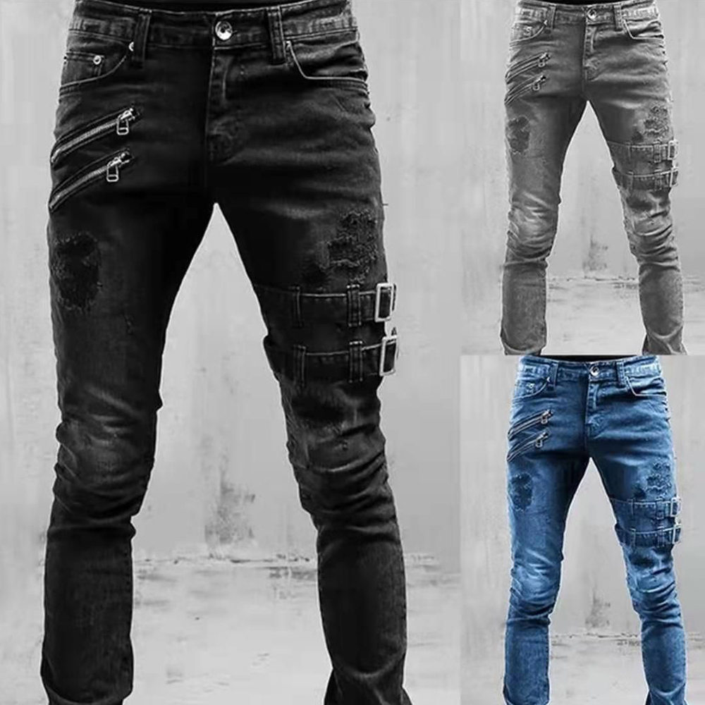 Retro Moto Biker Gerade Elasti – Skinny Jeans Ripped Bewertung und Preis
