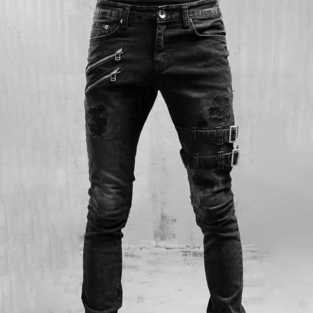 Retro Moto Biker Gerade Elasti – Skinny Jeans Ripped Bewertung und Preis