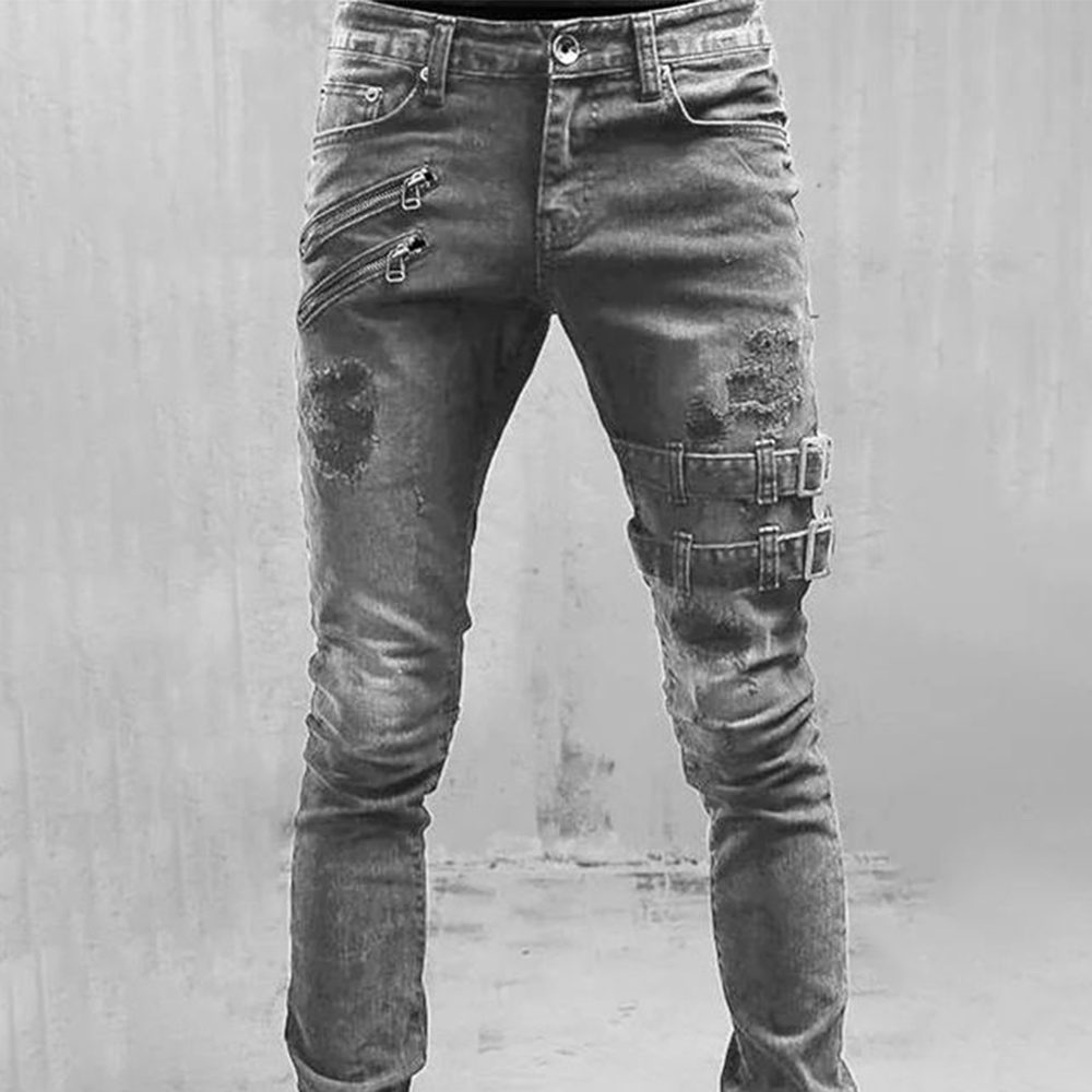 Retro Moto Biker Gerade Elasti – Skinny Jeans Ripped Bewertung und Preis
